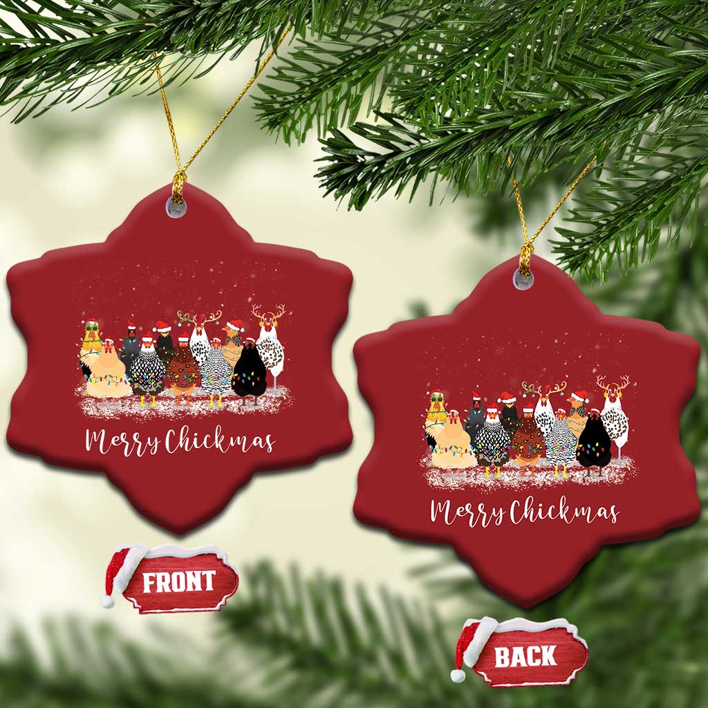 ute Xmas Chickens Christmas Ornament Farm Animals TS10 Snow Flake Red Print Your Wear