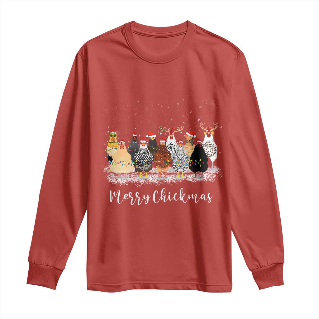 ute Christmas Chickens Long Sleeve Shirt Xmas Farm Animals TS10 Red Print Your Wear