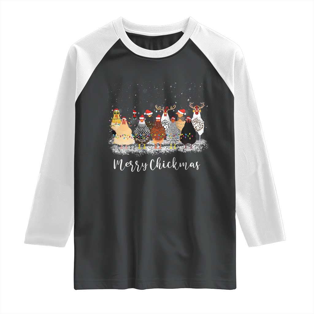 ute Christmas Chickens Raglan Shirt Xmas Farm Animals TS10 Black White Print Your Wear