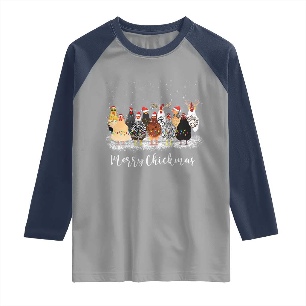 ute Christmas Chickens Raglan Shirt Xmas Farm Animals TS10 Sport Gray Navy Print Your Wear