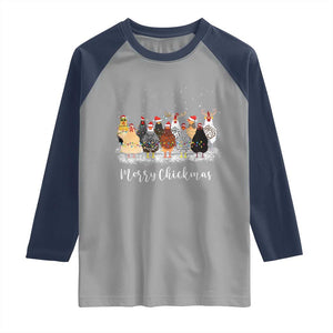ute Christmas Chickens Raglan Shirt Xmas Farm Animals TS10 Sport Gray Navy Print Your Wear