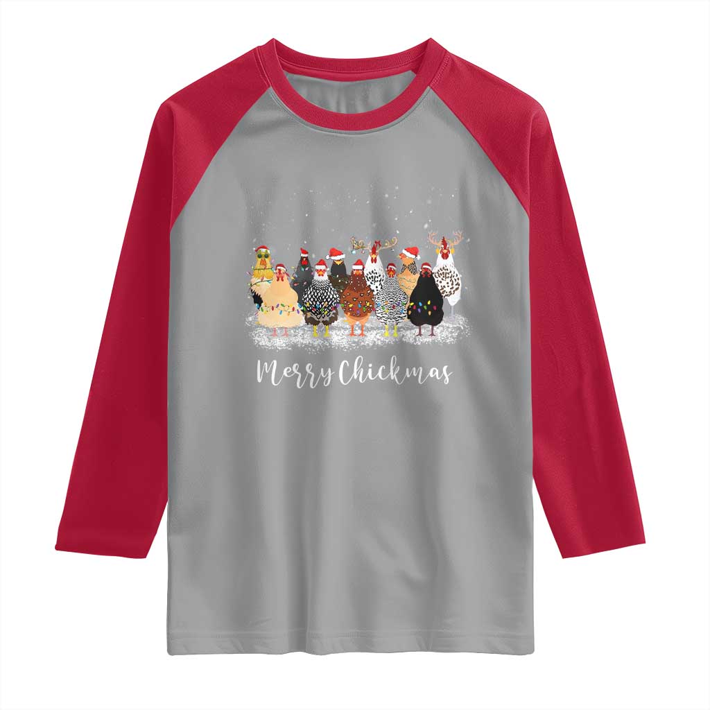 ute Christmas Chickens Raglan Shirt Xmas Farm Animals TS10 Sport Gray Red Print Your Wear
