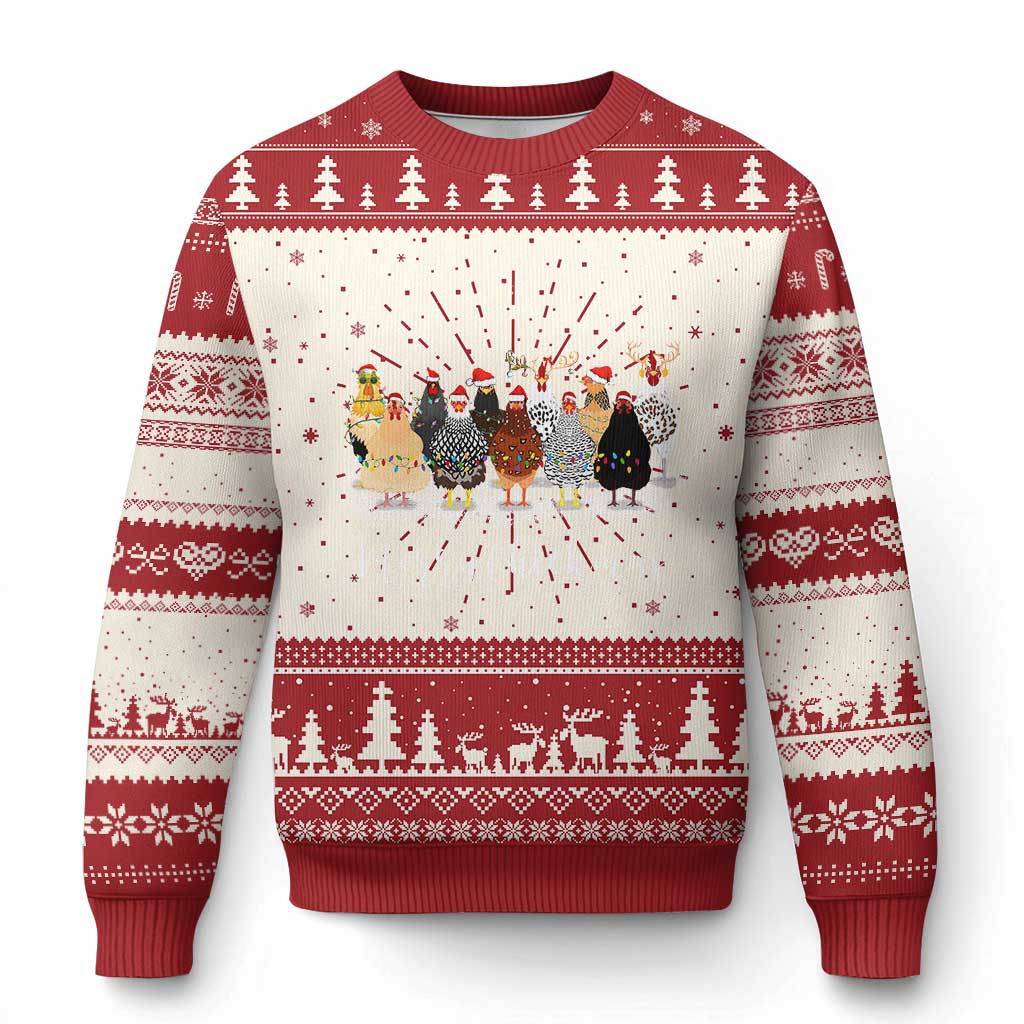 Cute Christmas Chickens Ugly Christmas Sweater Xmas Farm Animals TS10 Red Print Your Wear