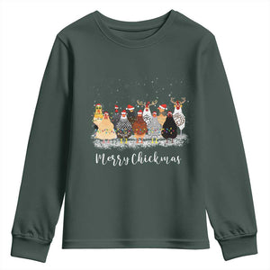 ute Christmas Chickens Youth Sweatshirt Xmas Farm Animals TS10 Dark Forest Green Print Your Wear