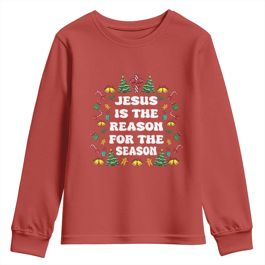 Christian Christmas Youth Sweatshirt Ugly Christmas Sweaters Jesus Is The Reason For The Season TS10 Red Print Your Wear