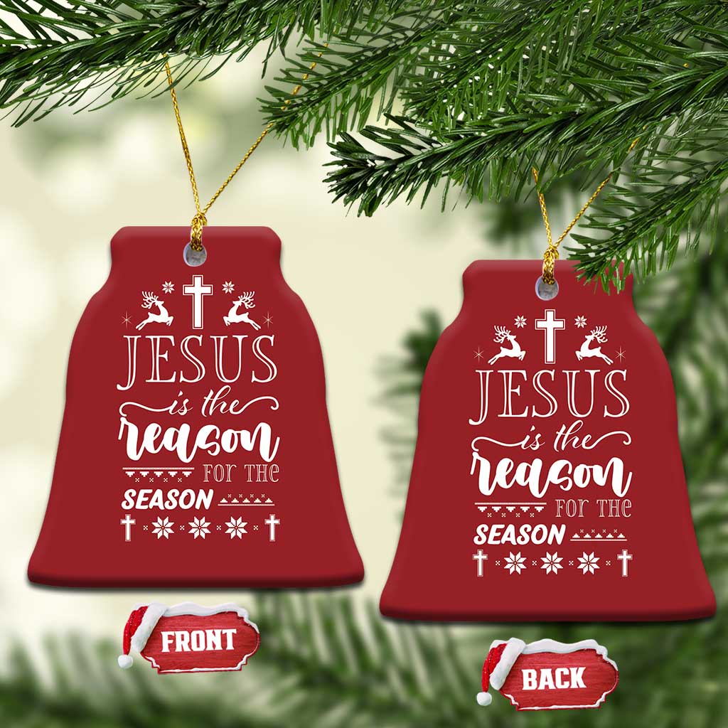 Christian Xmas Christmas Ornament Jesus Is The Reason For The Season Xmas Faith TS10 Bell Flake Red Print Your Wear