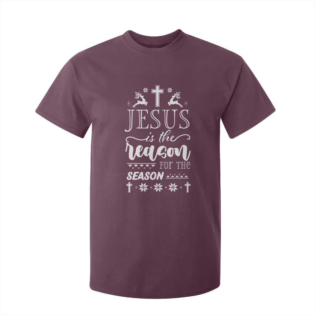 Christian Christmas T Shirt For Kid Jesus Is The Reason For The Season Xmas Faith TS10 Maroon Print Your Wear