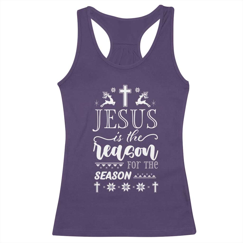 Christian Christmas Racerback Tank Top Jesus Is The Reason For The Season Xmas Faith TS10 Purple Print Your Wear
