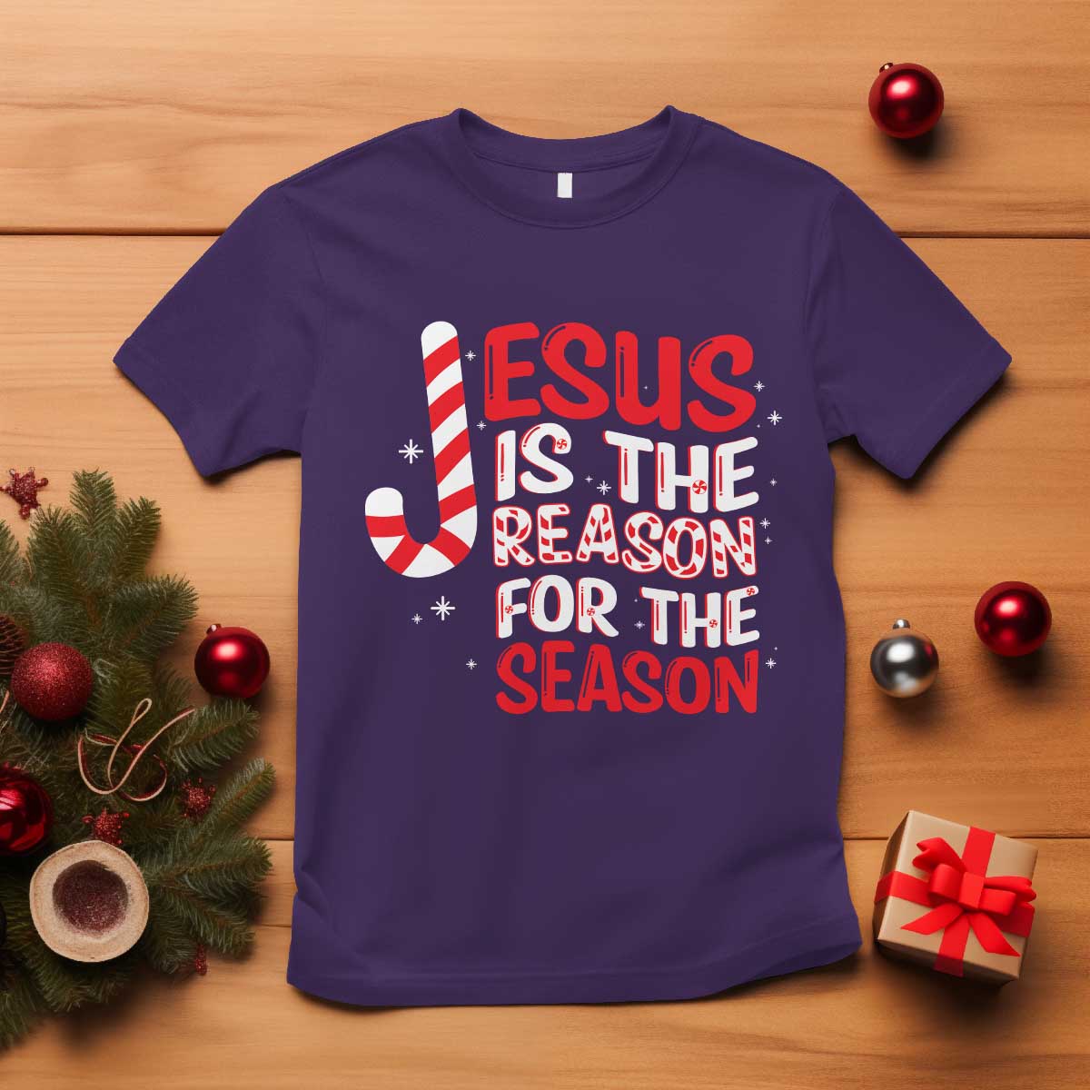 Christian Christmas T Shirt Jesus Is The Reason For The Season TS10 Purple Print Your Wear