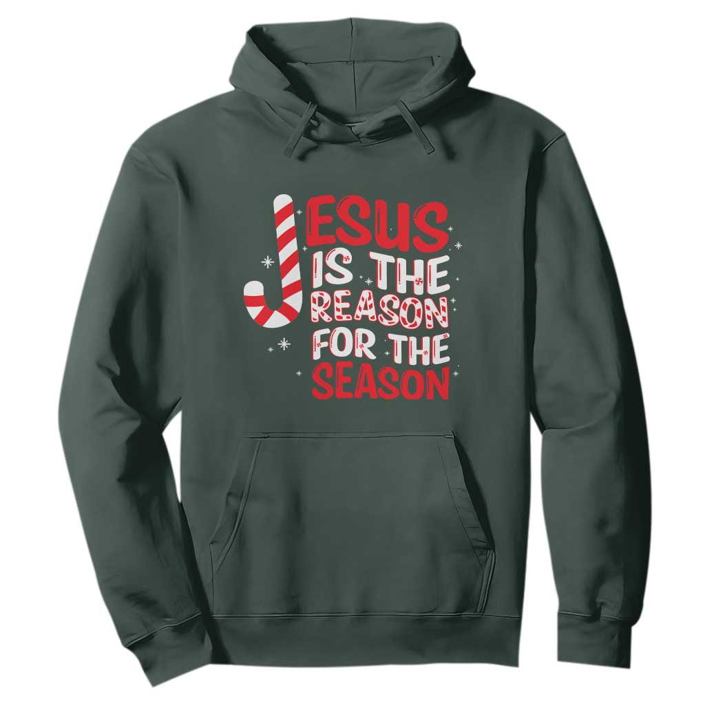Christian Christmas Hoodie Jesus Is The Reason For The Season TS10 Dark Forest Green Print Your Wear