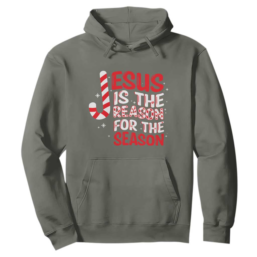Christian Christmas Hoodie Jesus Is The Reason For The Season TS10 Military Green Print Your Wear