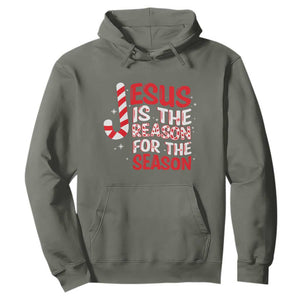 Christian Christmas Hoodie Jesus Is The Reason For The Season TS10 Military Green Print Your Wear
