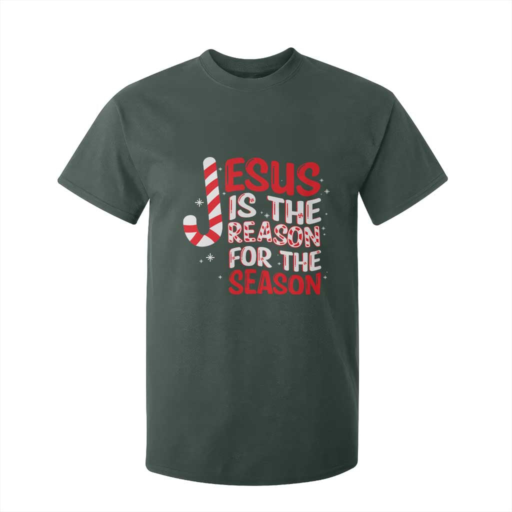 Christian Christmas T Shirt For Kid Jesus Is The Reason For The Season TS10 Dark Forest Green Print Your Wear