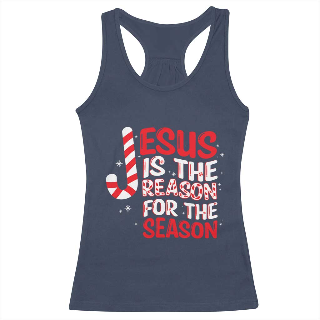 Christian Christmas Racerback Tank Top Jesus Is The Reason For The Season TS10 Navy Print Your Wear