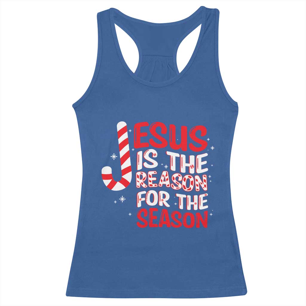 Christian Christmas Racerback Tank Top Jesus Is The Reason For The Season TS10 Royal Blue Print Your Wear