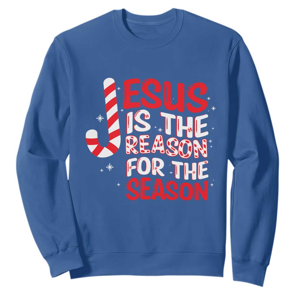 Christian Christmas Sweatshirt Jesus Is The Reason For The Season TS10 Royal Blue Print Your Wear