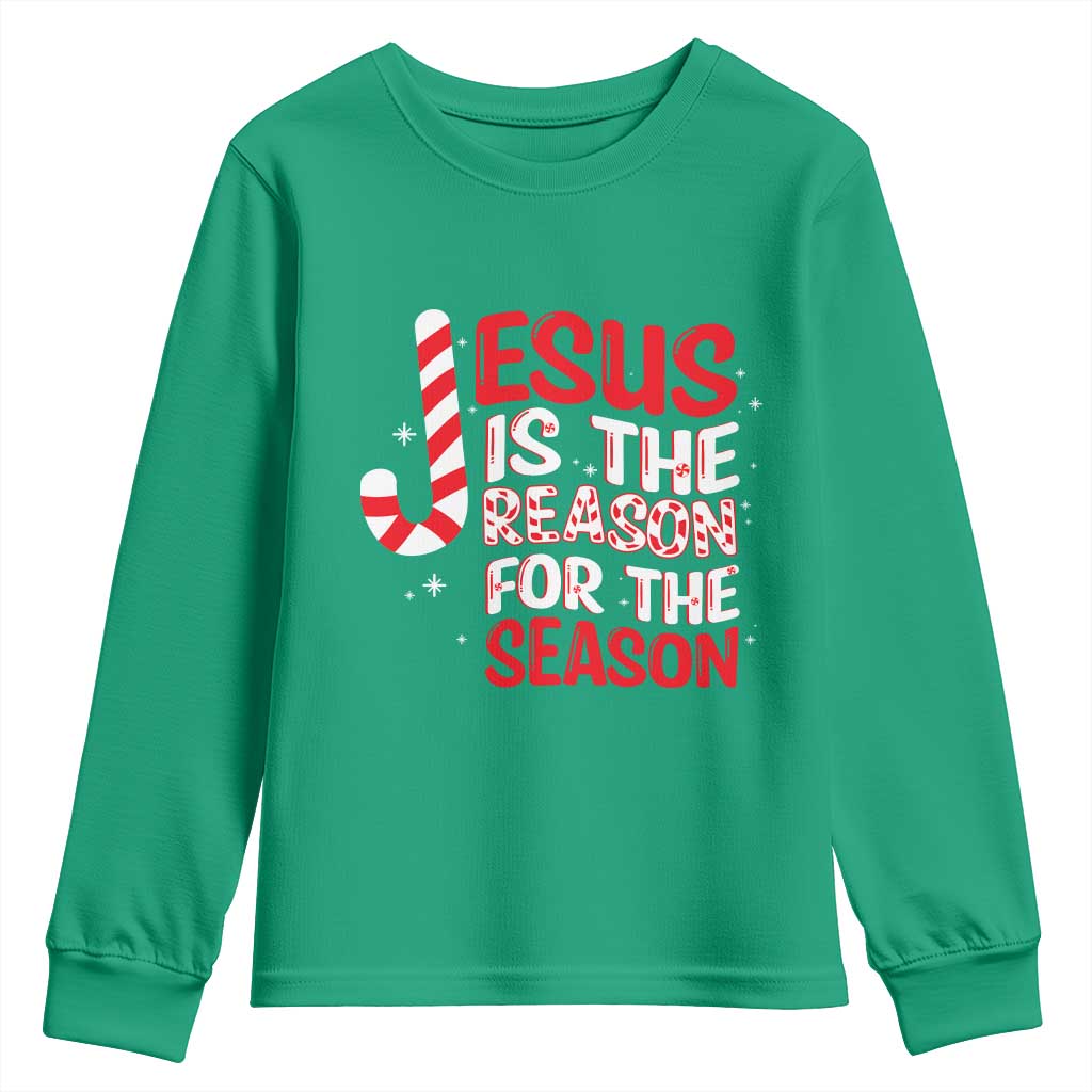 Christian Christmas Youth Sweatshirt Jesus Is The Reason For The Season TS10 Irish Green Print Your Wear