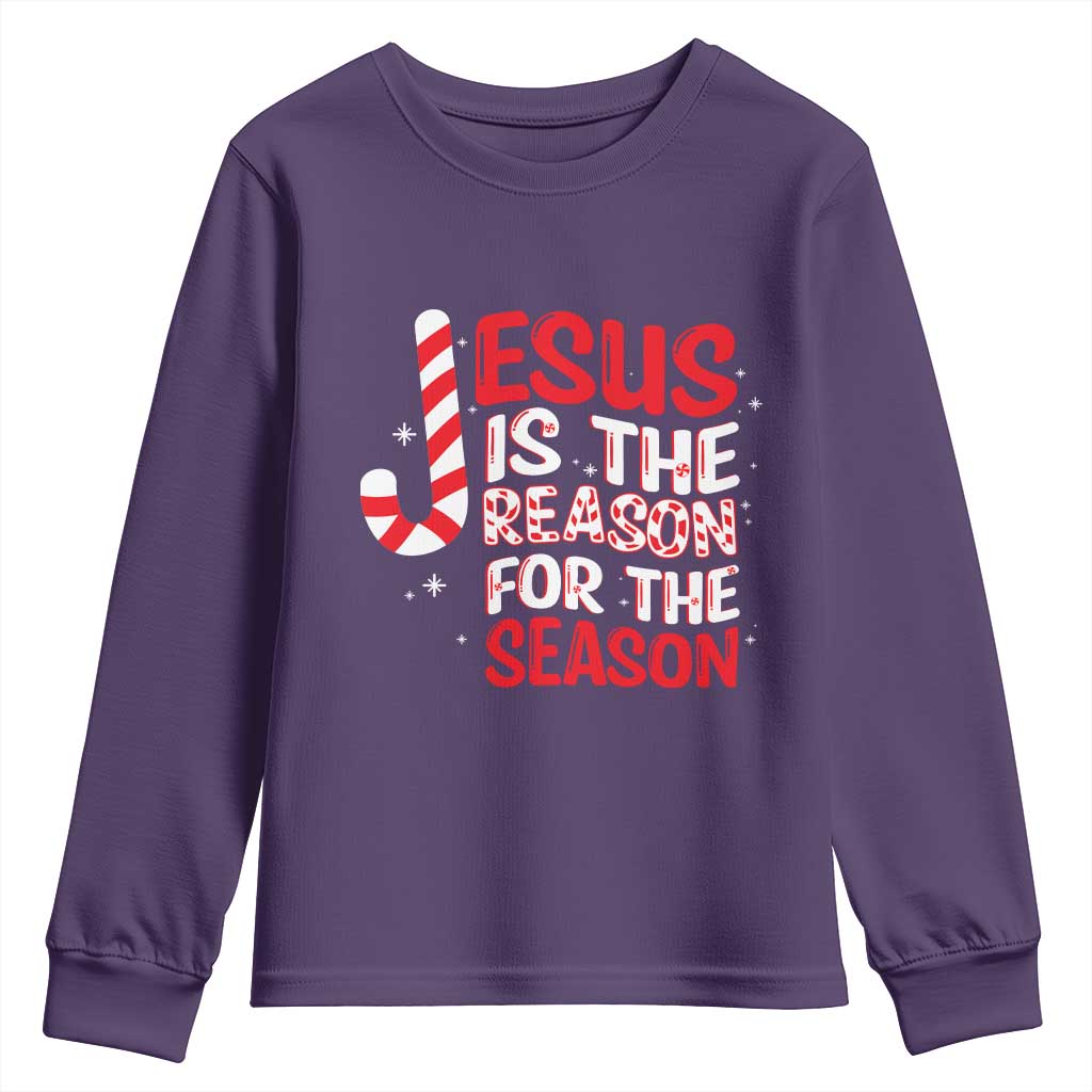 Christian Christmas Youth Sweatshirt Jesus Is The Reason For The Season TS10 Purple Print Your Wear