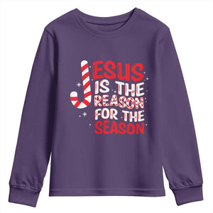 Christian Christmas Youth Sweatshirt Jesus Is The Reason For The Season TS10 Purple Print Your Wear