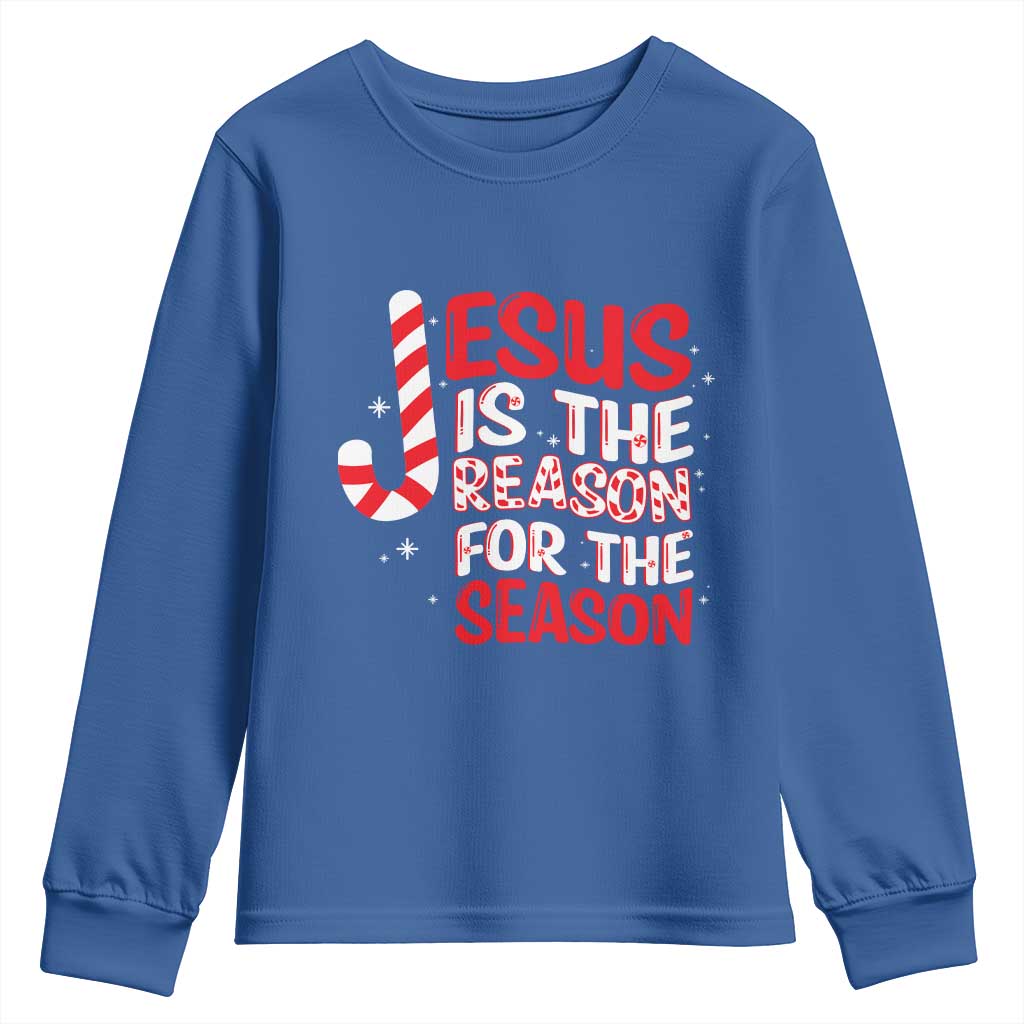 Christian Christmas Youth Sweatshirt Jesus Is The Reason For The Season TS10 Royal Blue Print Your Wear