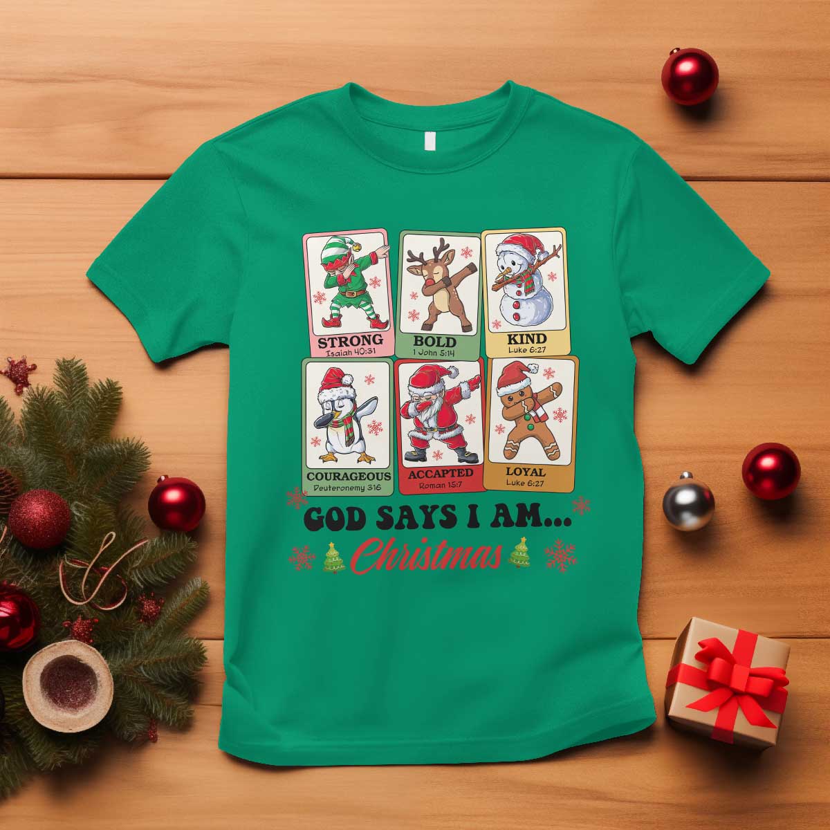 Religious Christmas T Shirt God Says I Am Xmas Christian Bible TS10 Irish Green Print Your Wear