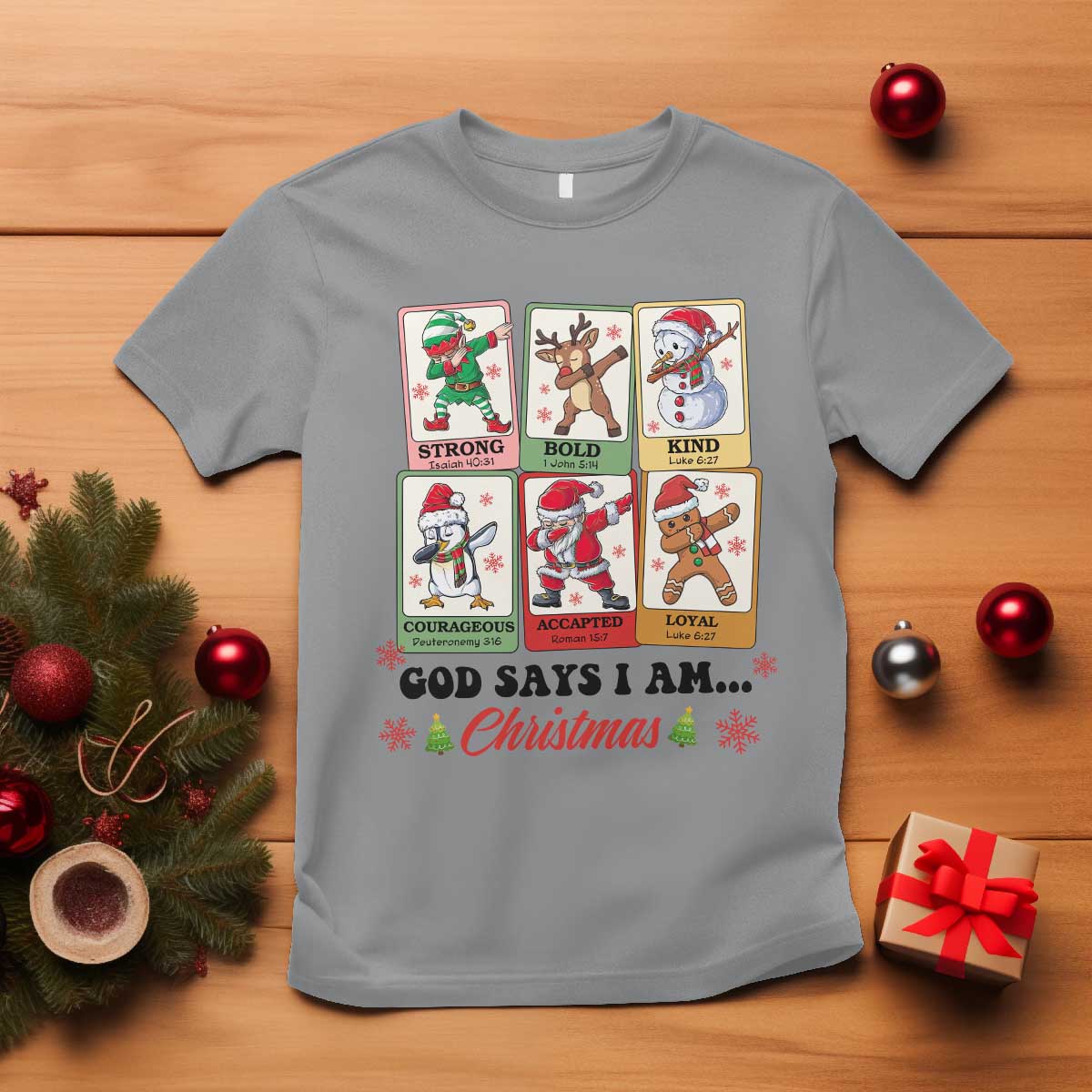 Religious Christmas T Shirt God Says I Am Xmas Christian Bible TS10 Sport Gray Print Your Wear