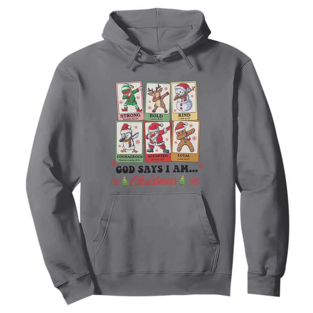 Religious Christmas Hoodie God Says I Am Xmas Christian Bible TS10 Charcoal Print Your Wear
