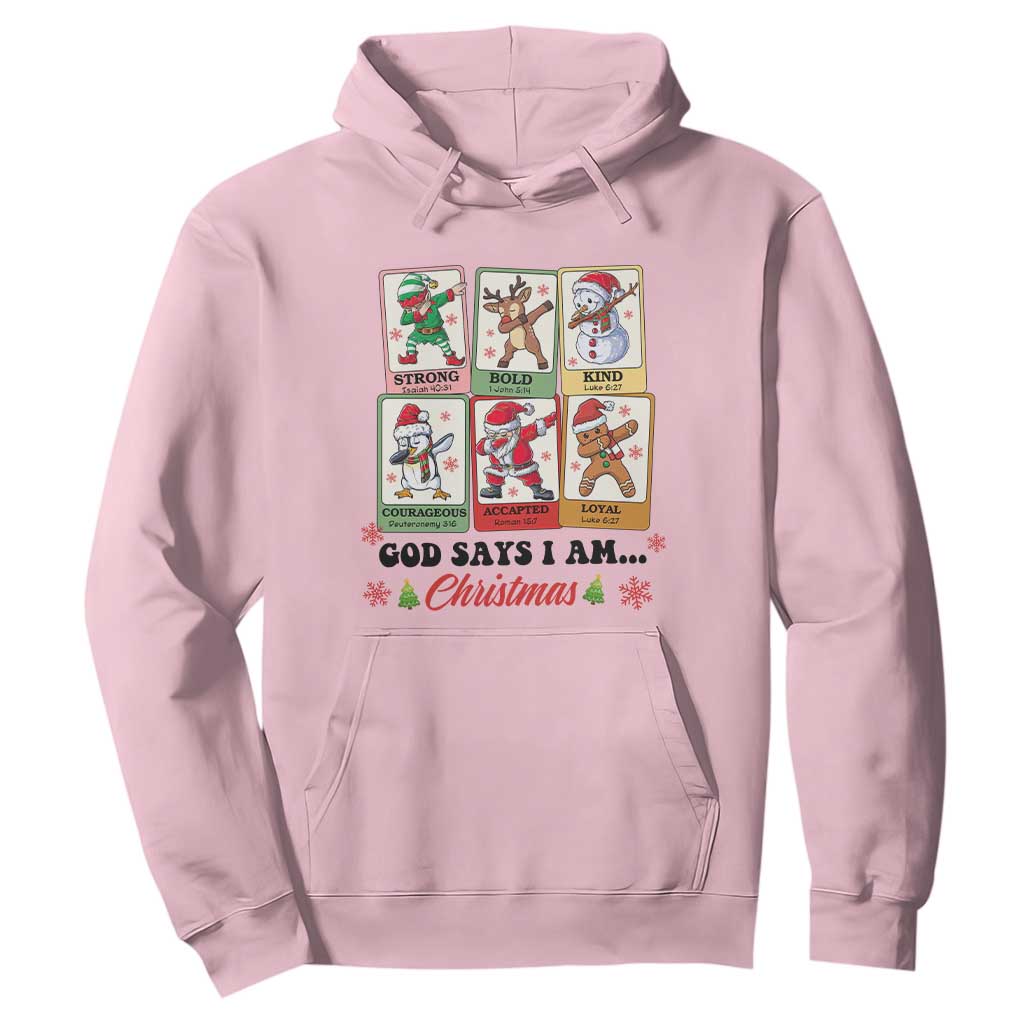 Religious Christmas Hoodie God Says I Am Xmas Christian Bible TS10 Light Pink Print Your Wear