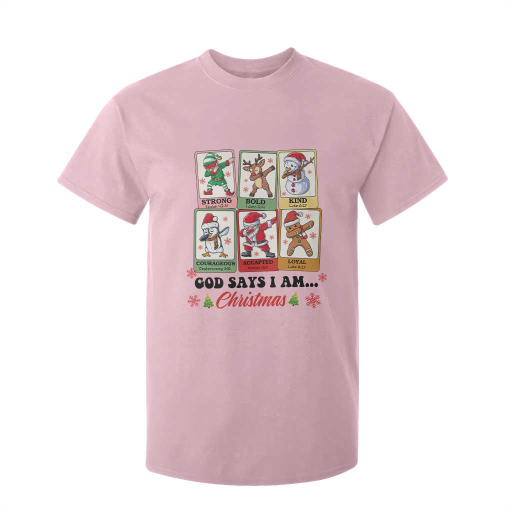 Religious Christmas T Shirt For Kid God Says I Am Xmas Christian Bible TS10 Light Pink Print Your Wear