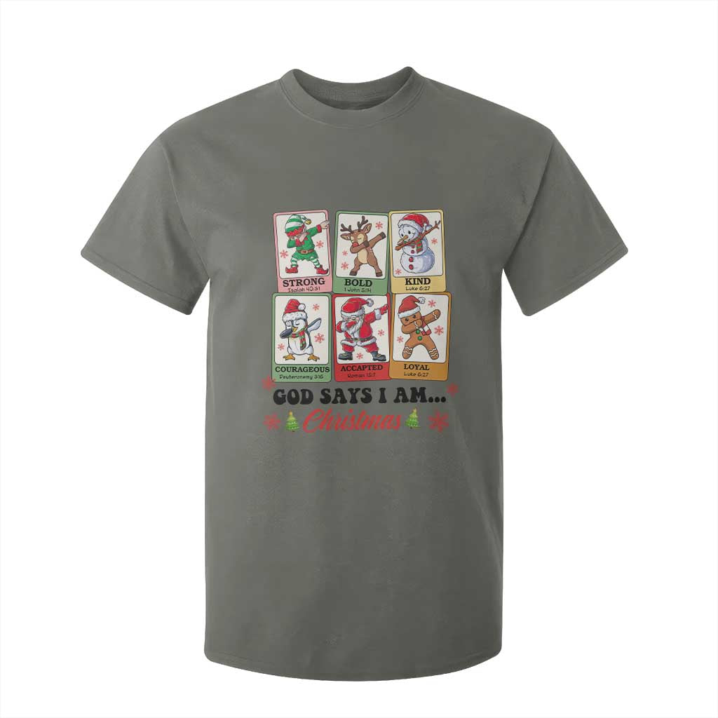 Religious Christmas T Shirt For Kid God Says I Am Xmas Christian Bible TS10 Military Green Print Your Wear