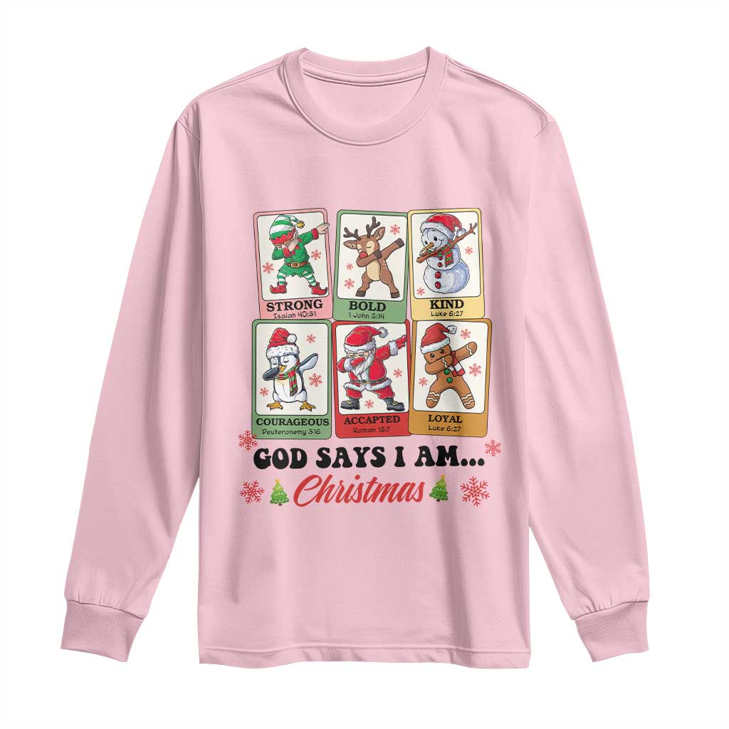 Religious Christmas Long Sleeve Shirt God Says I Am Xmas Christian Bible TS10 Light Pink Print Your Wear