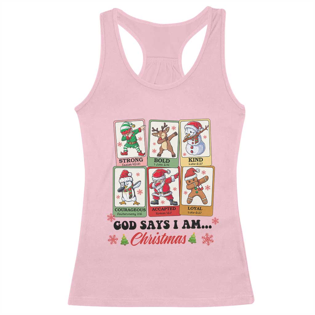 Religious Christmas Racerback Tank Top God Says I Am Xmas Christian Bible TS10 Light Pink Print Your Wear