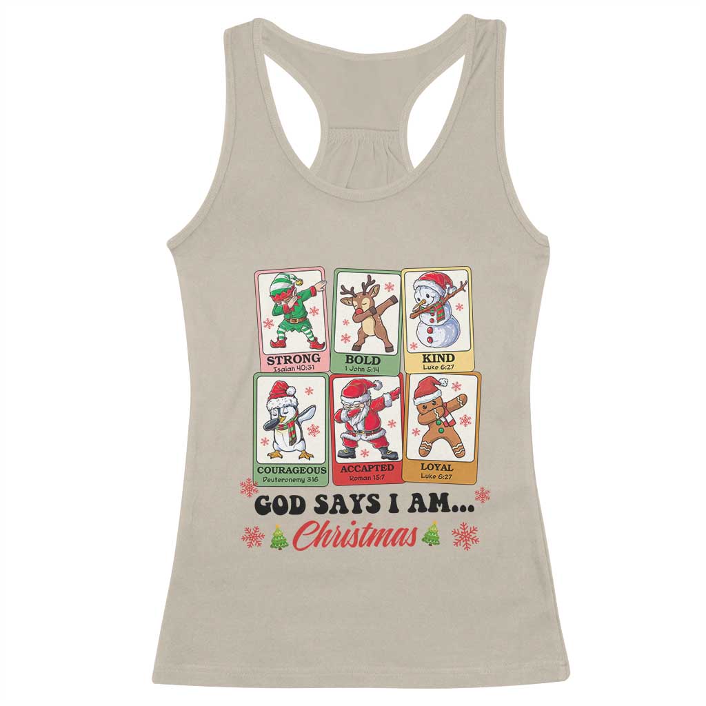 Religious Christmas Racerback Tank Top God Says I Am Xmas Christian Bible TS10 Sand Print Your Wear