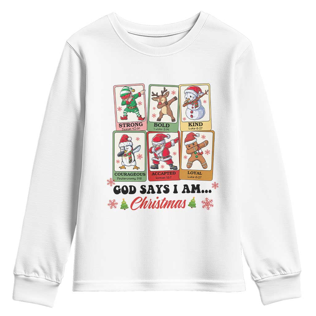 Religious Christmas Youth Sweatshirt God Says I Am Xmas Christian Bible TS10 White Print Your Wear