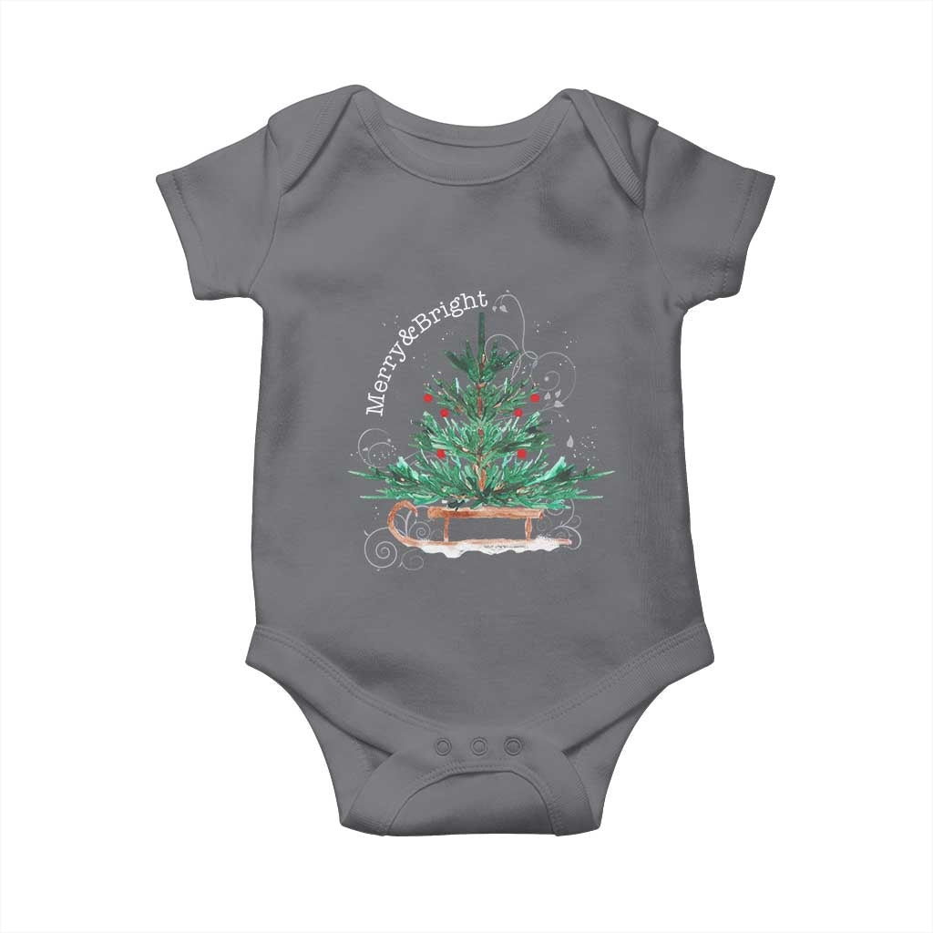 Merry and Bright Christmas Sleigh Baby Onesie TS10 Charcoal Print Your Wear