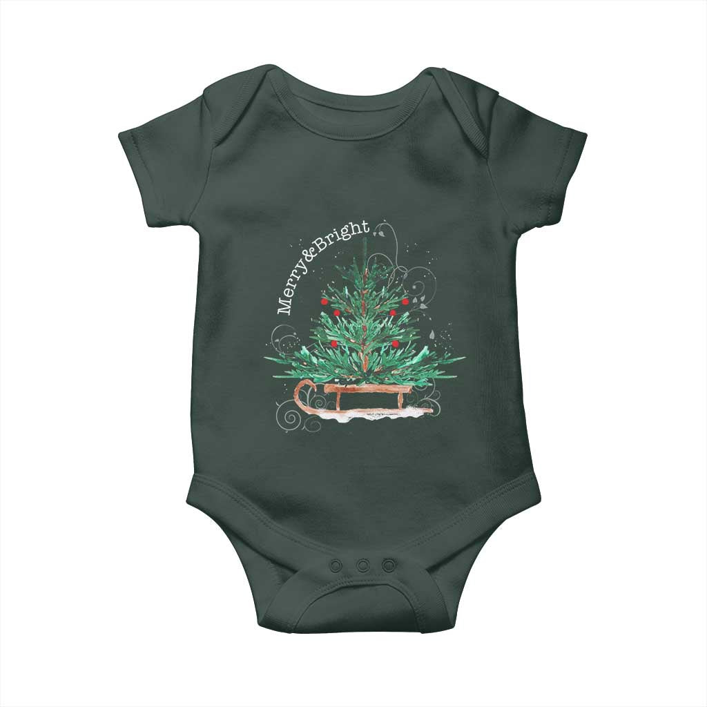 Merry and Bright Christmas Sleigh Baby Onesie TS10 Print Your Wear