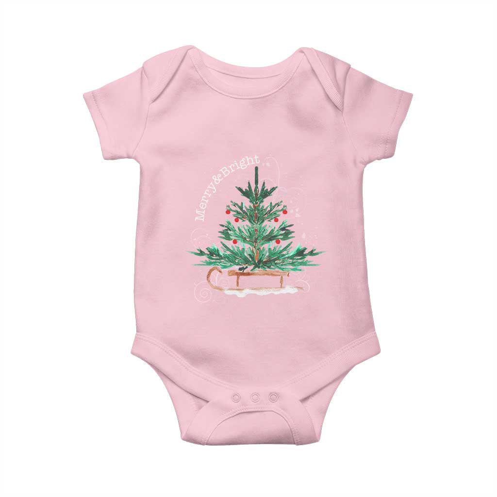 Merry and Bright Christmas Sleigh Baby Onesie TS10 Light Pink Print Your Wear