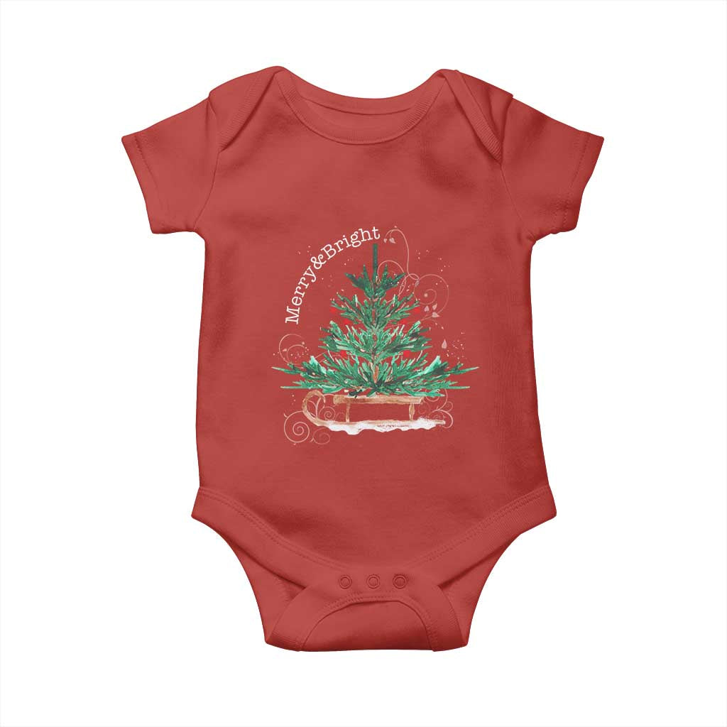 Merry and Bright Christmas Sleigh Baby Onesie TS10 Red Print Your Wear