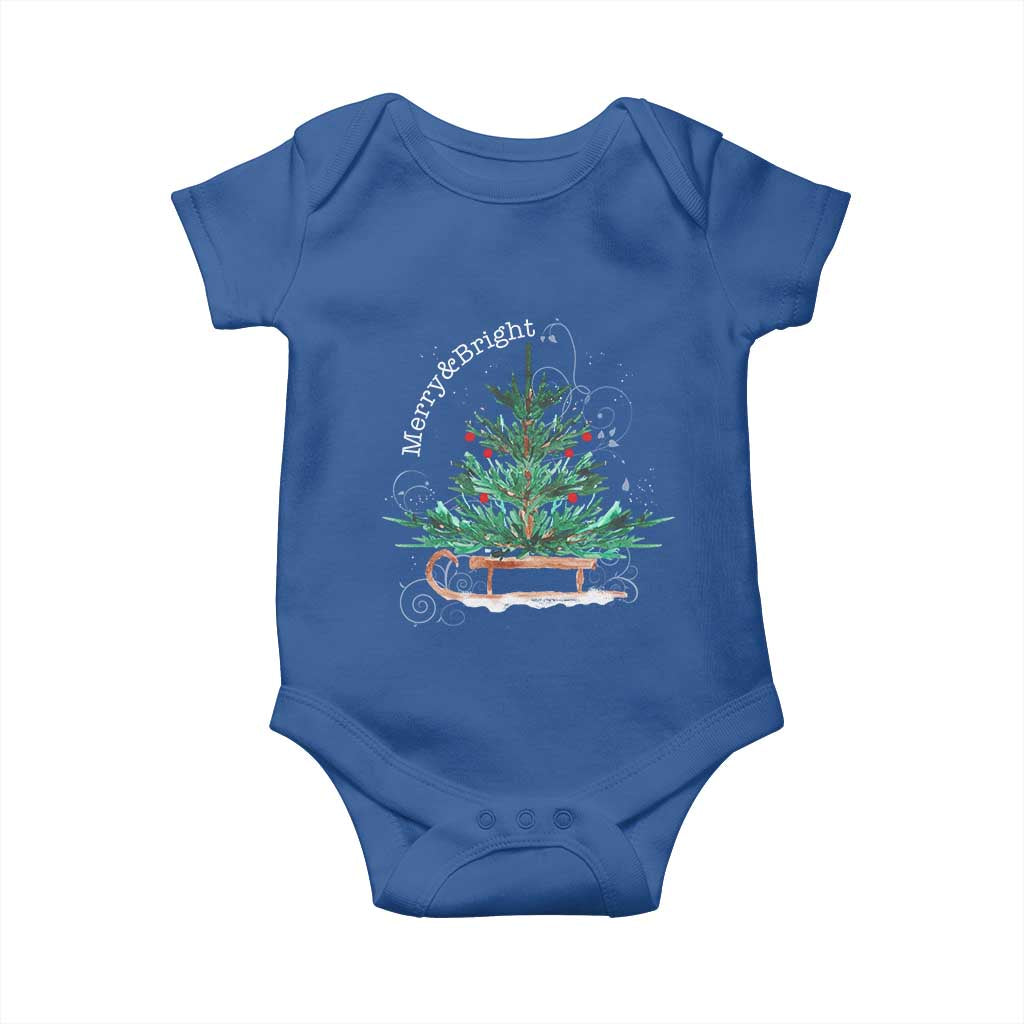 Merry and Bright Christmas Sleigh Baby Onesie TS10 Royal Blue Print Your Wear