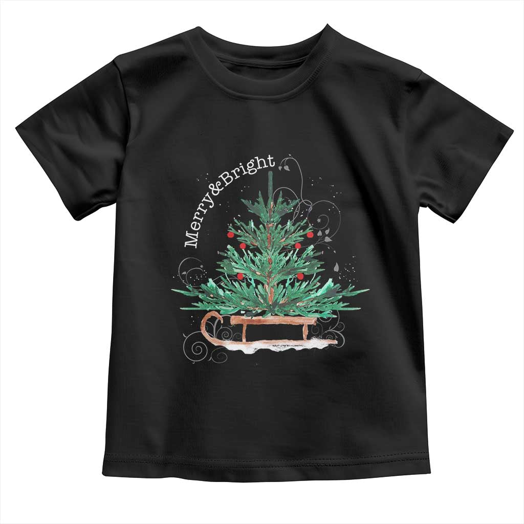 Merry and Bright Christmas Sleigh Baby Shirt TS10 Black Print Your Wear