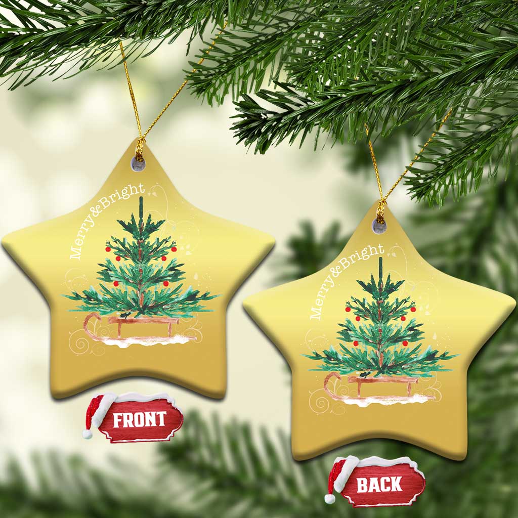 Merry and Bright Xmas Sleigh Christmas Ornament TS10 Star Gold Print Your Wear