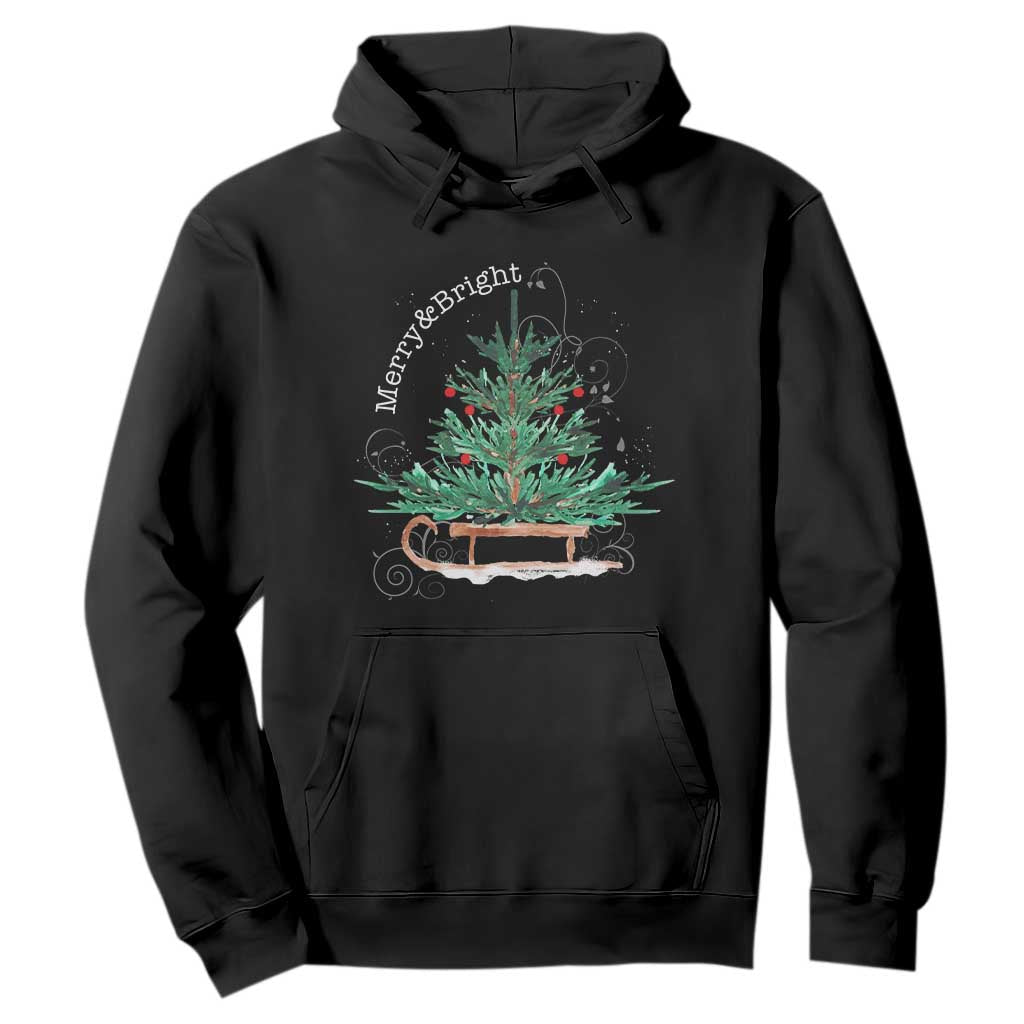 Merry and Bright Christmas Sleigh Hoodie TS10 Black Print Your Wear
