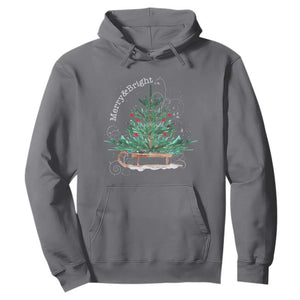 Merry and Bright Christmas Sleigh Hoodie TS10 Charcoal Print Your Wear