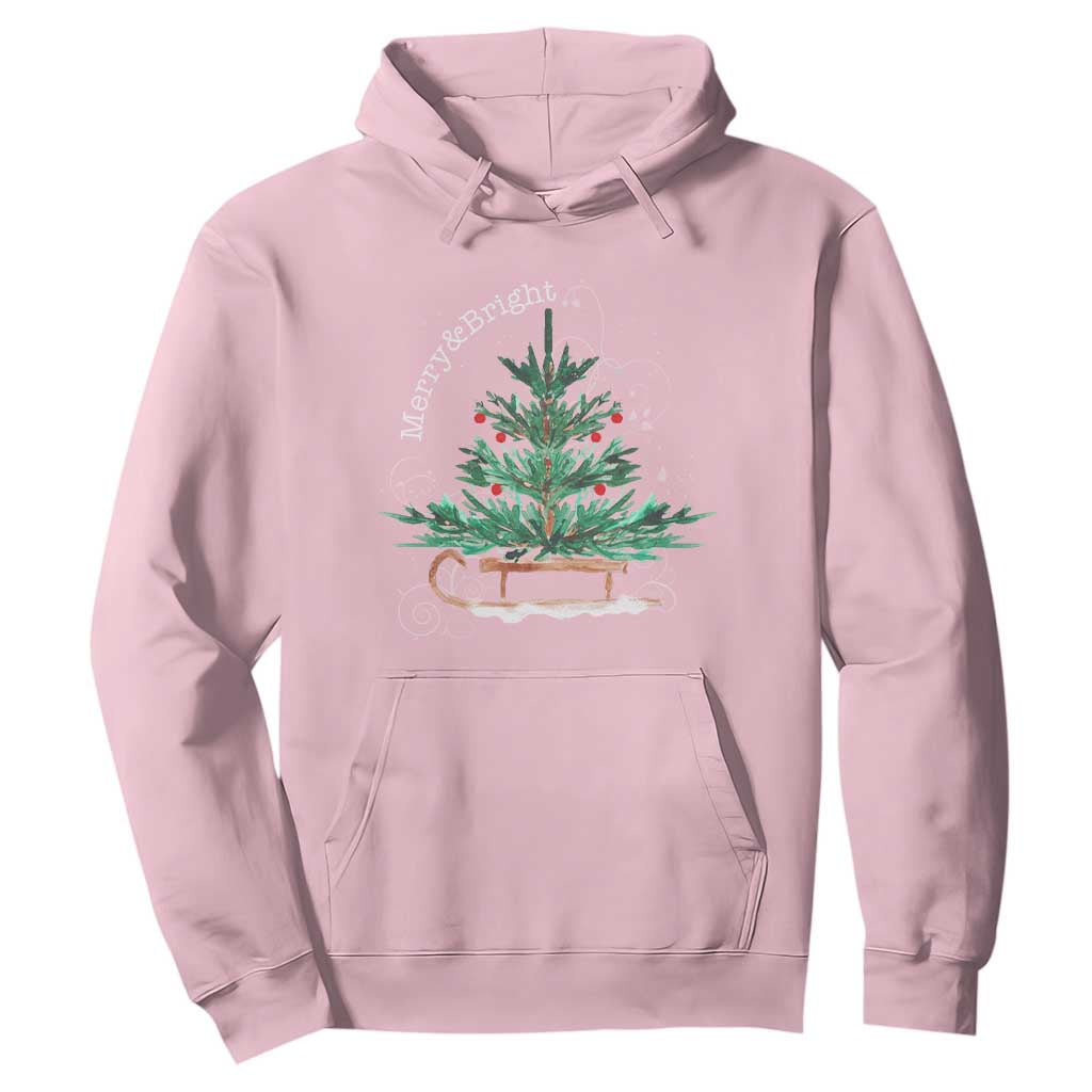 Merry and Bright Christmas Sleigh Hoodie TS10 Light Pink Print Your Wear
