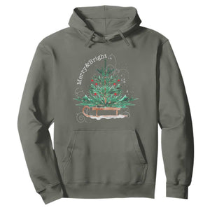 Merry and Bright Christmas Sleigh Hoodie TS10 Military Green Print Your Wear
