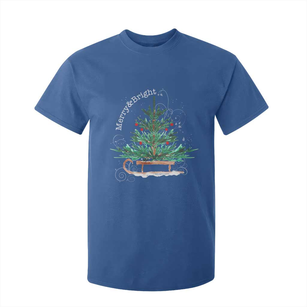 Merry and Bright Christmas Sleigh T Shirt For Kid TS10 Royal Blue Print Your Wear