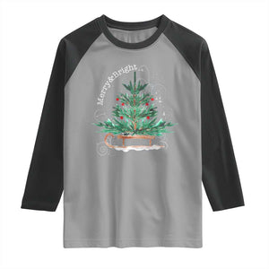 Merry and Bright Christmas Sleigh Raglan Shirt TS10 Sport Gray Black Print Your Wear