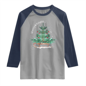 Merry and Bright Christmas Sleigh Raglan Shirt TS10 Sport Gray Navy Print Your Wear