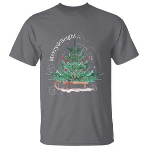 Merry and Bright Christmas Sleigh T Shirt TS10 Charcoal Print Your Wear
