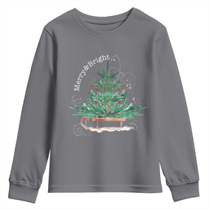 Merry and Bright Christmas Sleigh Youth Sweatshirt TS10 Charcoal Print Your Wear